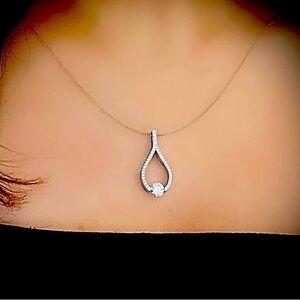 NWT BTIFF necklace 1CT LARME SOLITAIRE STAINLESS STEEL NECKLACE